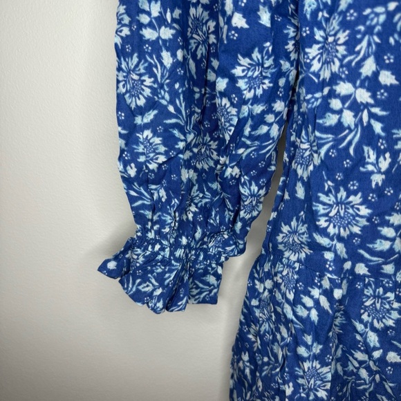 NWT Patrons of Peace Blue Floral Long Sleeve Mini Dress - Picture 3 of 8
